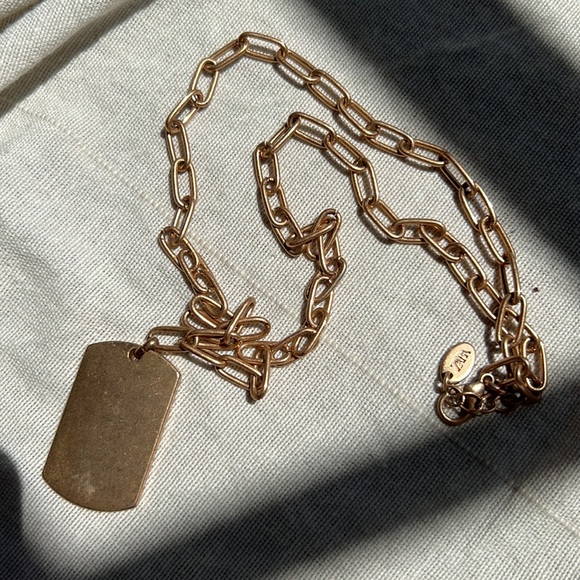 Zara Jewelry Zara Dog Tag Gold Chain Necklace Os Poshmark